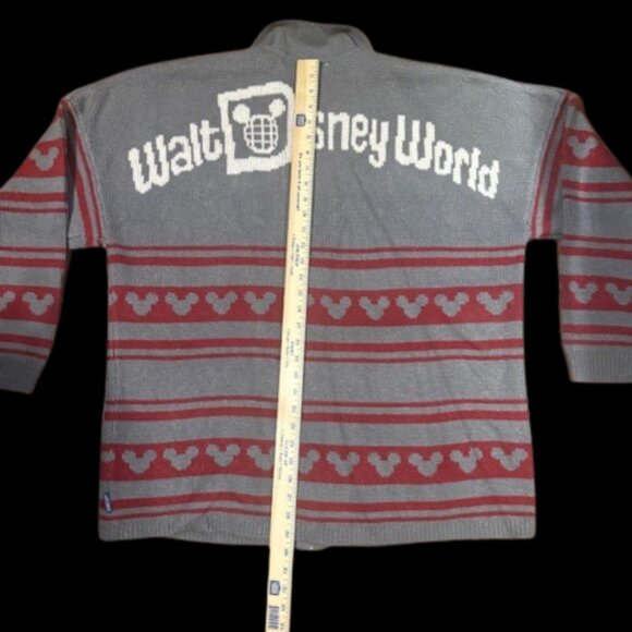 Rare Disney Parks Walt Disney World Knit Spirit Jersey Zip Sweater XXL Gray Red - Picture 5 of 9